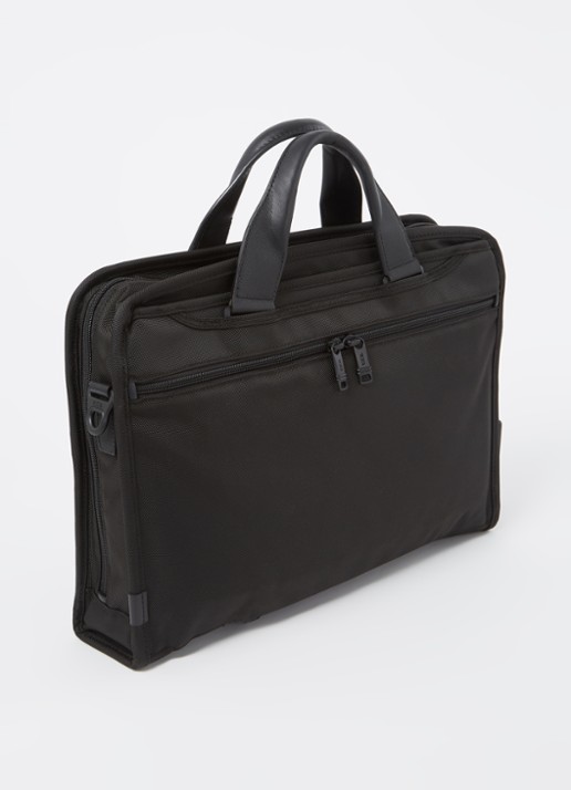 TUMI Alpha 3 Organizer Portfolio businesstas met leren details - achterkant zwart