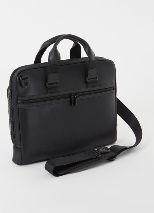 TUMI Alpha Bravo Academy Brief businesstas van leer met 15 inch laptopvak - achterkant zwart
