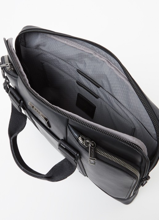TUMI Alpha Bravo Academy Brief businesstas van leer met 15 inch laptopvak - detail 2 zwart