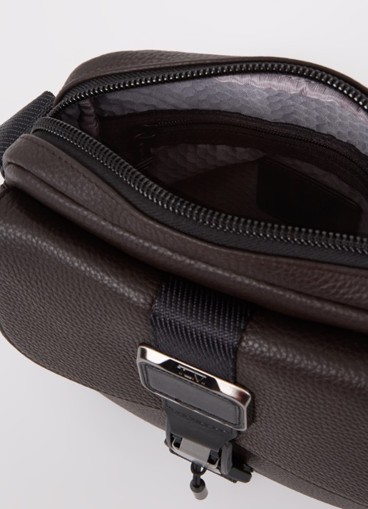 TUMI Alpha Bravo Junior crossbodytas van leer - detail 2 donkerbruin