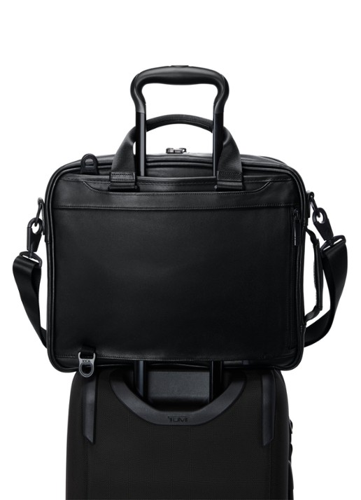 TUMI Alpha businesstas van leer - detail 5 zwart