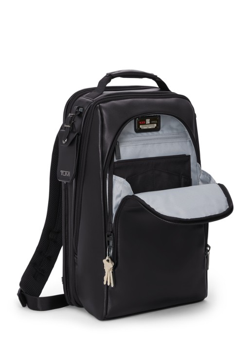TUMI Businesstas van leer met 16 inch laptopvak - achterkant 8 zwart