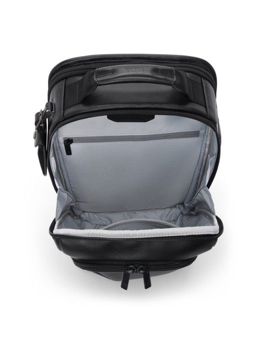 TUMI Businesstas van leer met 16 inch laptopvak - detail zwart