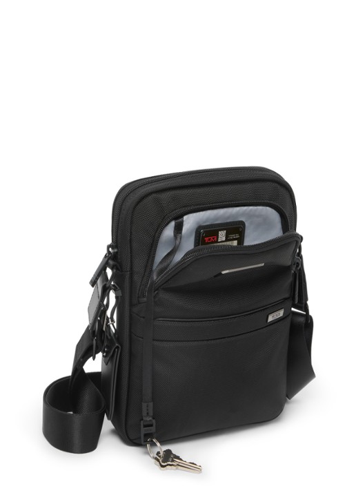 TUMI Crossbodytas met leren details - achterkant 4 zwart