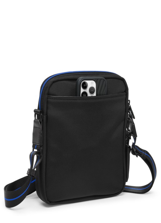 TUMI Crossbodytas met leren details - voorkant 2 zwart