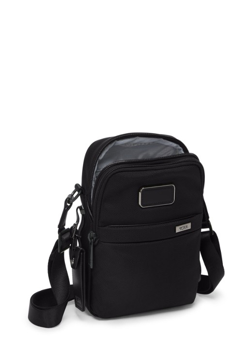 TUMI Crossbodytas met leren details - achterkant 2 zwart
