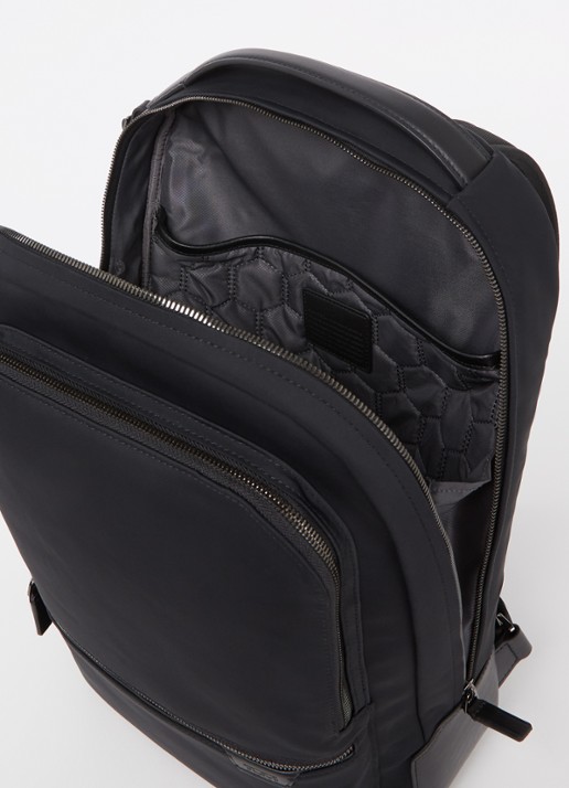 TUMI Harrison Bradner rugzak met leren details en 14 inch laptopvak - detail 2 zwart