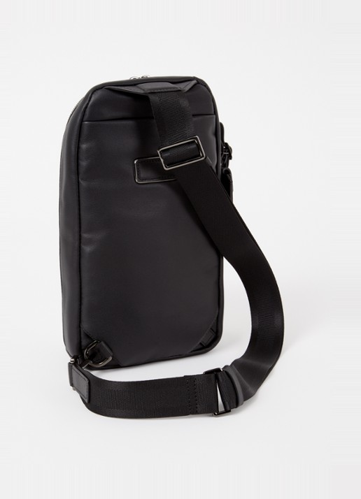 TUMI Harrison Gregory crossbodytas van leer met verstelbare schouderriem - achterkant zwart