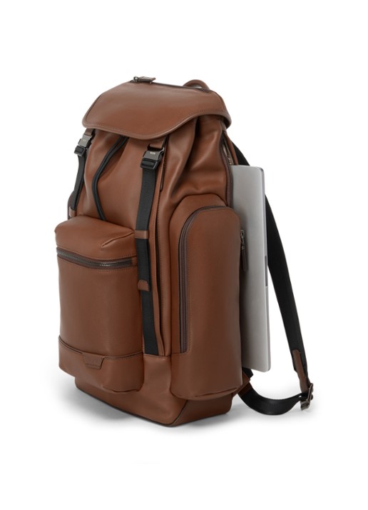 TUMI Harrison Griffen rugzak van leer - achterkant 4 cognac