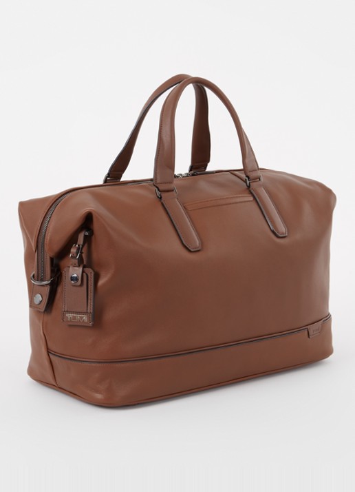 TUMI Harrison Nelson duffel weekendtas met afneembare schouderriem - achterkant cognac