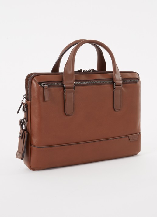 TUMI Harrison Sycamore businesstas met 13 inch laptopvak - achterkant 3 cognac