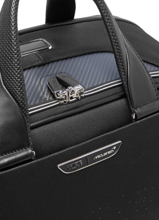 TUMI Quantum weekendtas met leren details - achterkant donkerblauw