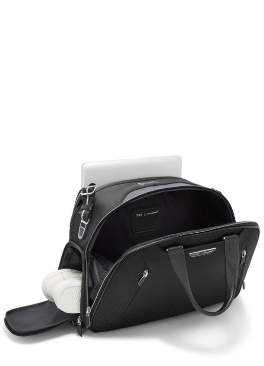 TUMI Quantum weekendtas met leren details - voorkant 6 donkerblauw