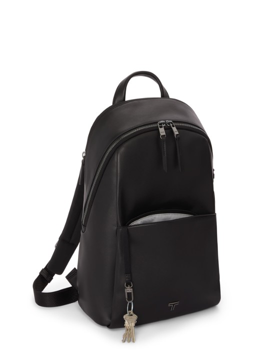TUMI Raina rugzak van leer met 13 inch laptopvak - voorkant 7 zwart