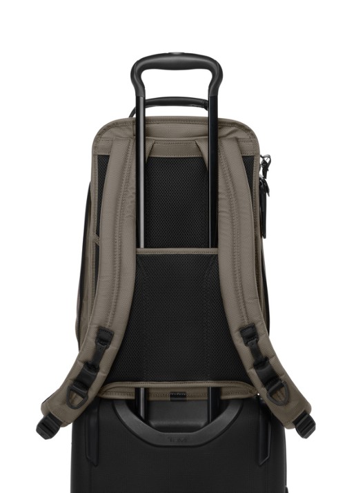 TUMI Rugzak met leren details en 16 inch laptopvak - detail 4 grijs