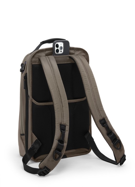 TUMI Rugzak met leren details en 16 inch laptopvak - detail 8 grijs