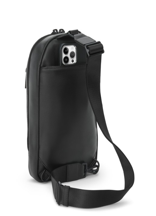 TUMI Sling crossbodytas van leer - detail 4 zwart