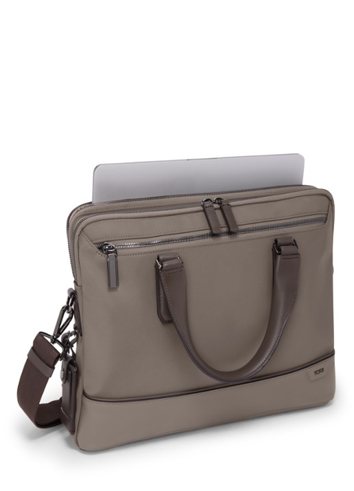 TUMI Sycamore businesstas met 14 inch laptopvak - voorkant 2 taupe