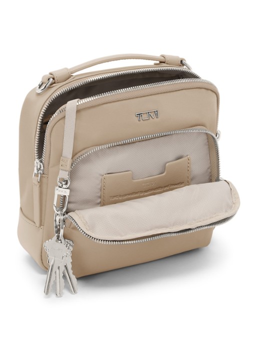 TUMI Teghan crossbodytas met leren details - voorkant 3 beige