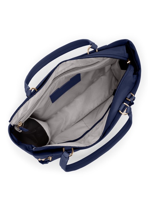 TUMI Valetta schoudertas met leren details - achterkant 3 indigo