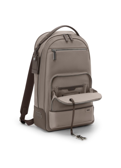 TUMI Warren rugzak met 16 inch laptopvak - achterkant taupe