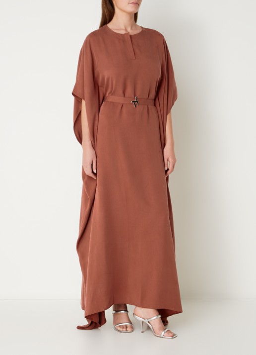 Turana Atash Ameera maxi tuniekjurk met strikceintuur - detail 2 bruin