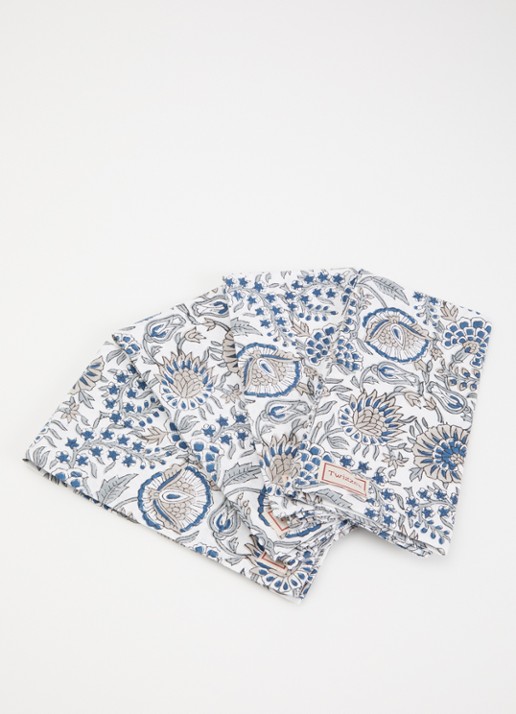 Twizzell Bloom servetten 45 x 45 cm set van 4 - voorkant 2 blauwgrijs