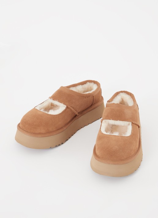 UGG Bea Mary Jane instapper van suède - detail 2 kastanjebruin