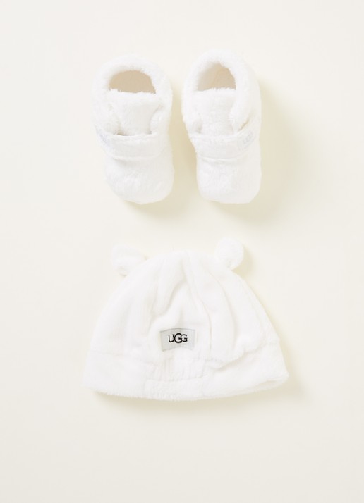 UGG Bixbee babyslofjes en muts in giftbox - voorkant wit