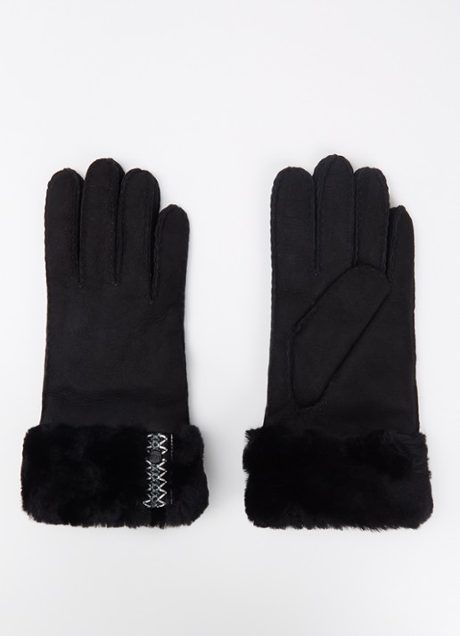 UGG Braid handschoenen van suède met schapenvacht
