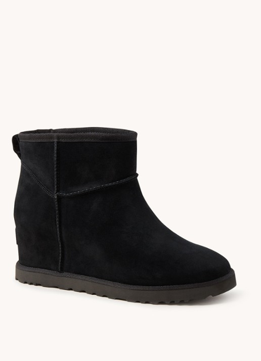 UGG Classic Femme Mini enkellaarsje van suède - voorkant 4 zwart