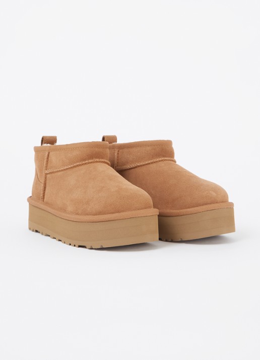 UGG Classic Ultra Mini Platform enkellaarsje van suède - detail 2 hazelnootbruin