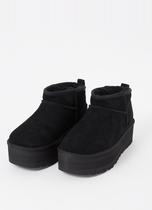 UGG Classic Ultra Mini Platform enkellaarsje van suède - detail 2 zwart