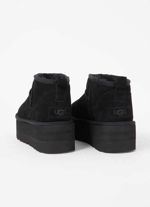 UGG Classic Ultra Mini Platform enkellaarsje van suède - detail 3 zwart