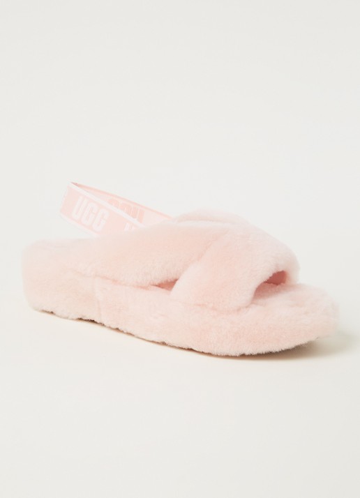 UGG Fab Yeah sandaal van schapenvacht - voorkant lichtroze