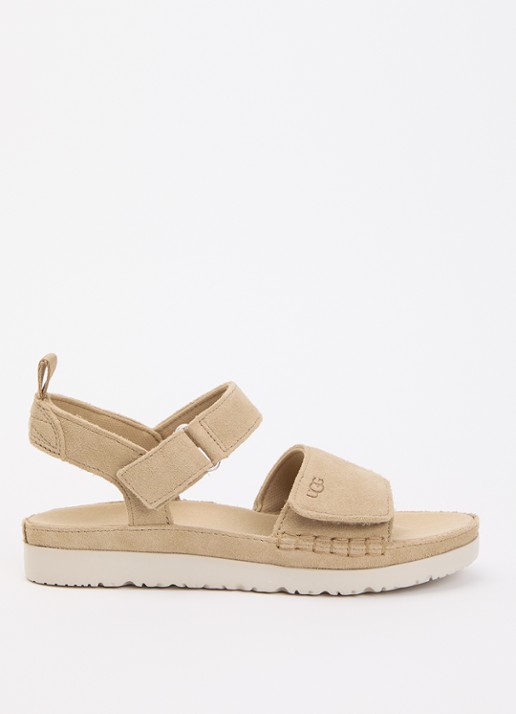 UGG Goldenstar sandaal van suède met logo - voorkant zand