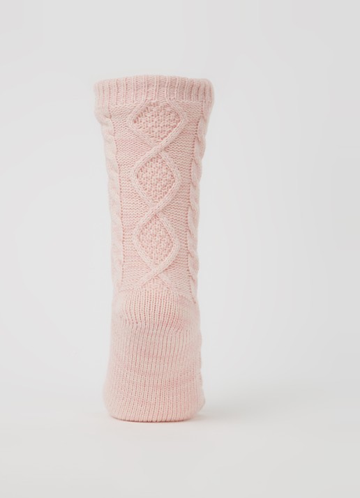 UGG Grofgebreide huissokken met fleece voering - voorkant 3 lichtroze