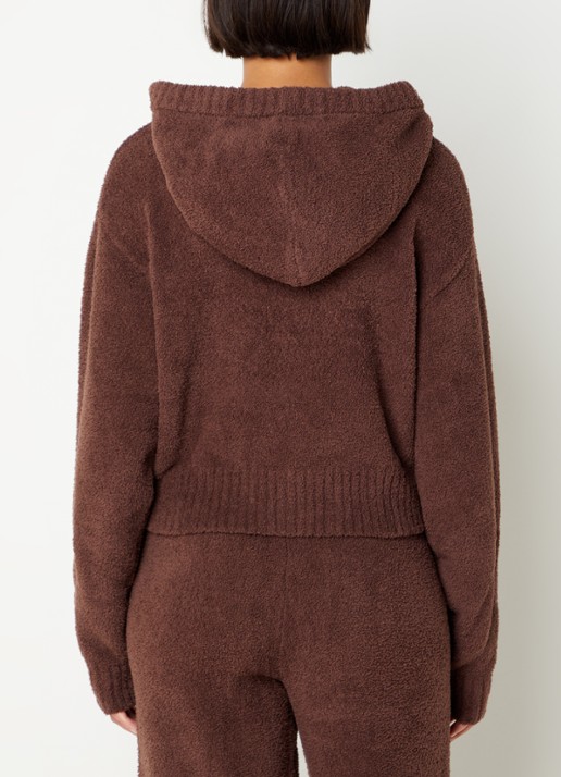 UGG Hana fijngebreid vest van teddy - achterkant donkerbruin