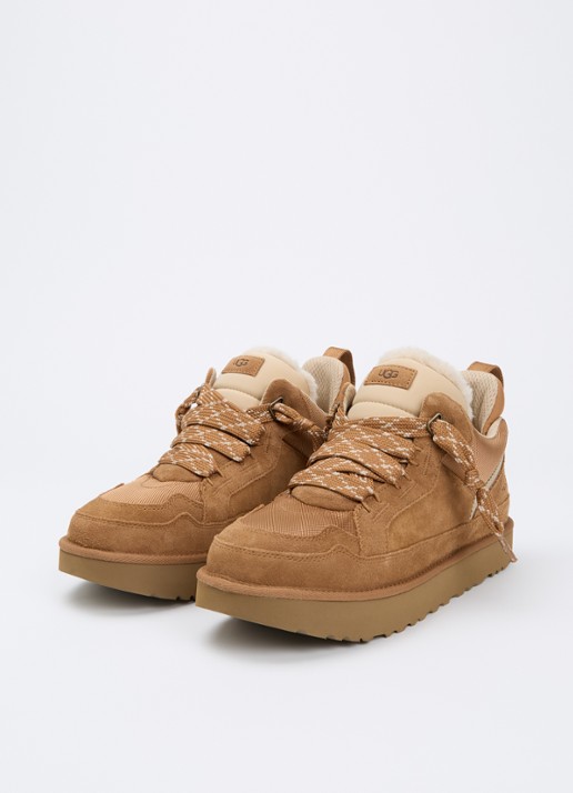 UGG Lowmel sneaker met suède details - detail 2 kastanjebruin