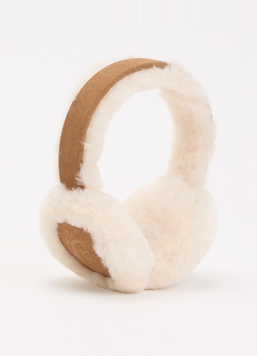 UGG Oorwarmers van suède met schapenvacht
