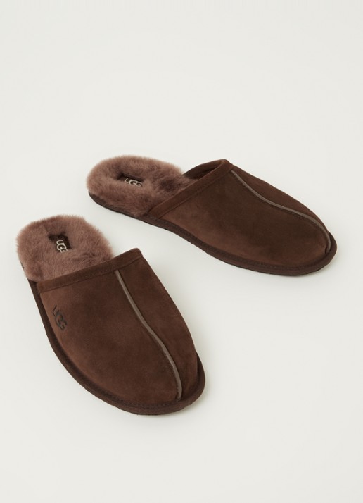 UGG Scuff pantoffel van suède met schapenvacht - detail 2 bruin