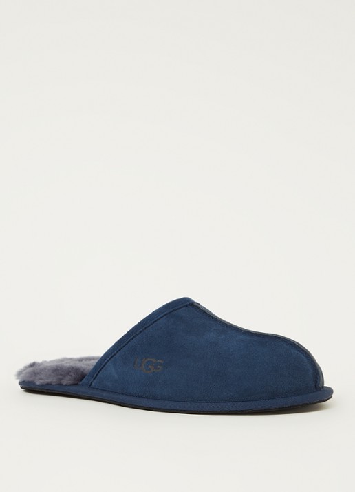 UGG Scuff pantoffel van suède met schapenvacht - voorkant indigo