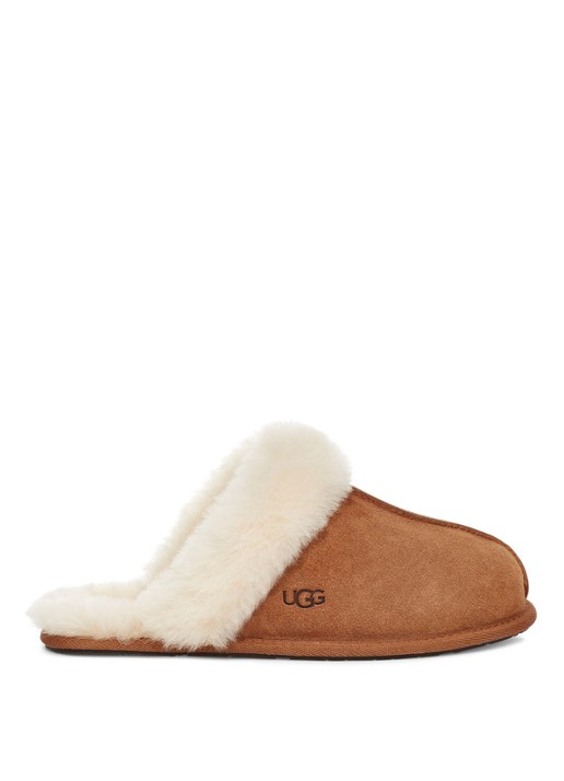 UGG Scuffette II pantoffel met schapenvacht - voorkant 5 cognac