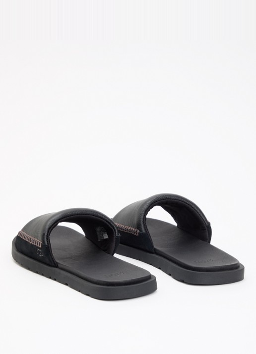 UGG Seaside II Flip slipper van leer met suède detail - achterkant 5 zwart