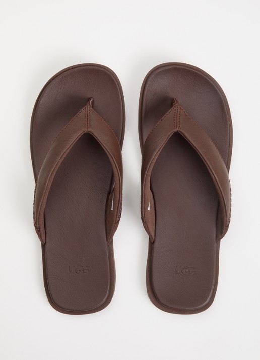 UGG Seaside II Flip slipper van leer - detail 2 donkerbruin