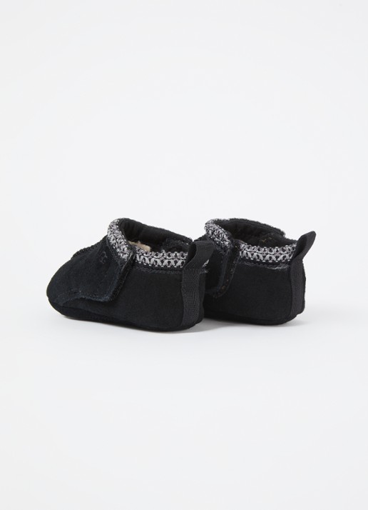 UGG Tasman babyschoentje van suède met logo - achterkant zwart