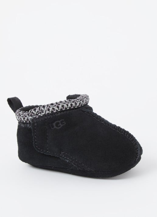 UGG Tasman babyschoentje van suède met logo - voorkant 3 zwart