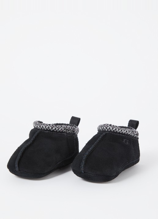UGG Tasman babyschoentje van suède met logo - voorkant 4 zwart