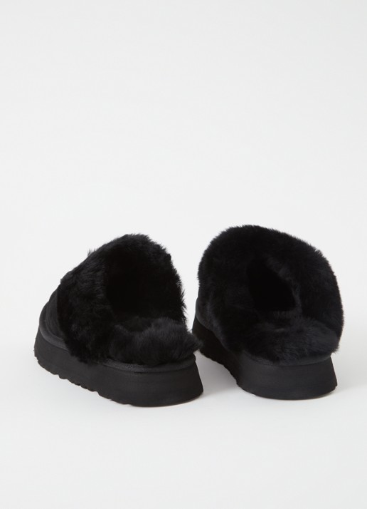 UGG W Disquette pantoffel van suède met schapenwol - detail 3 zwart