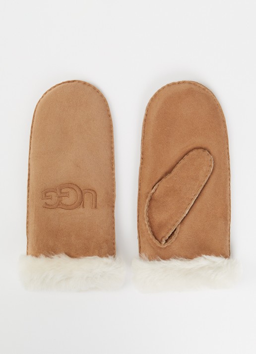 UGG Wanten van suède met schapenvacht  - voorkant camel